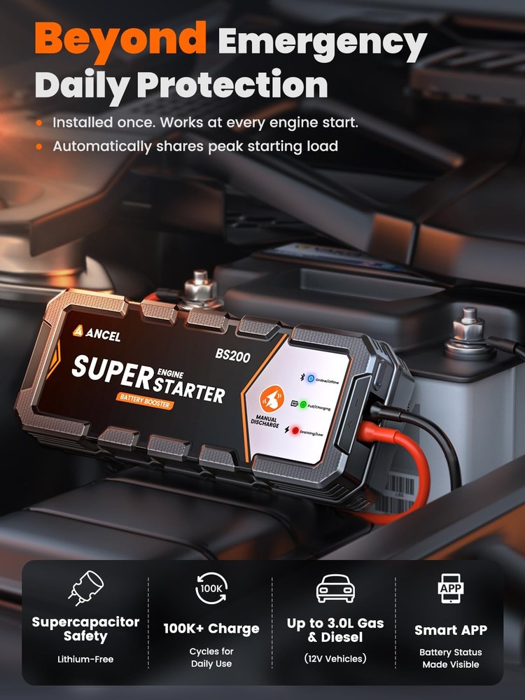 ANCEL BS200 Super Starter Permanent Connected Auto Starting System with Super