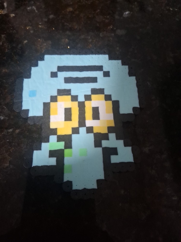Squidward Handmade Perler Bead Art