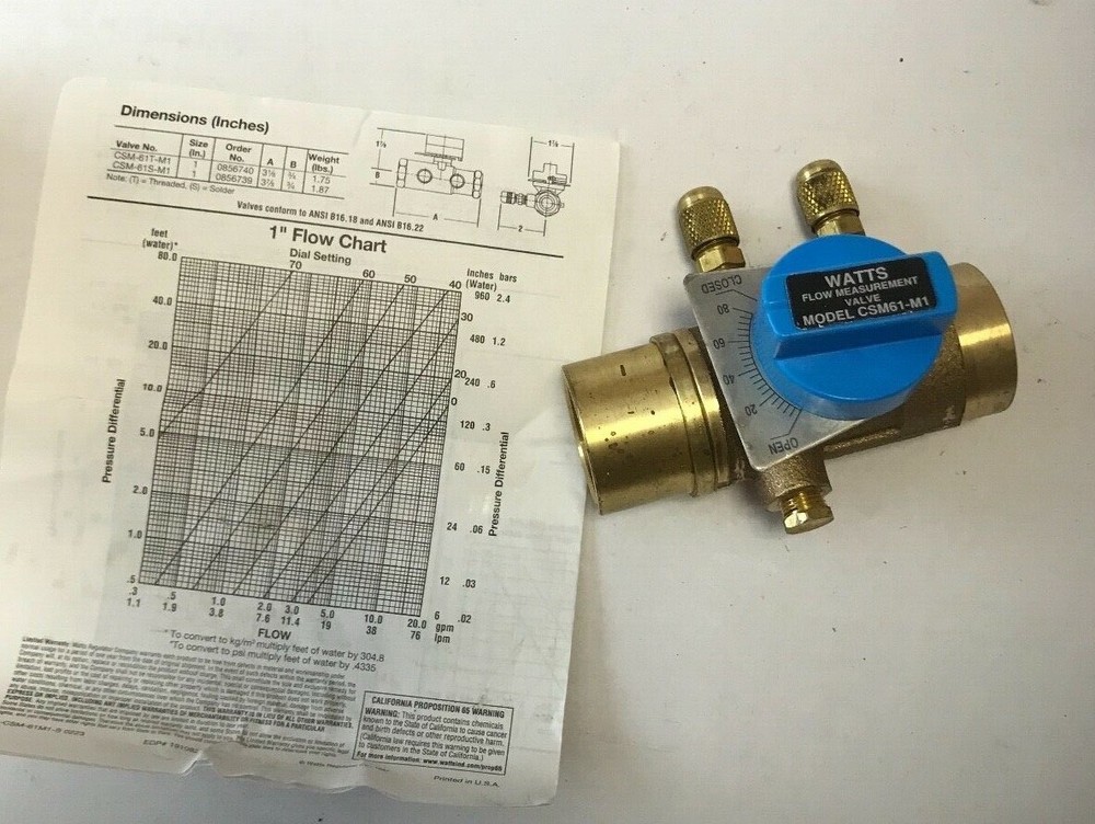 Watts Flow Measurement Valve 1" CSM-61-M1-S 0856739