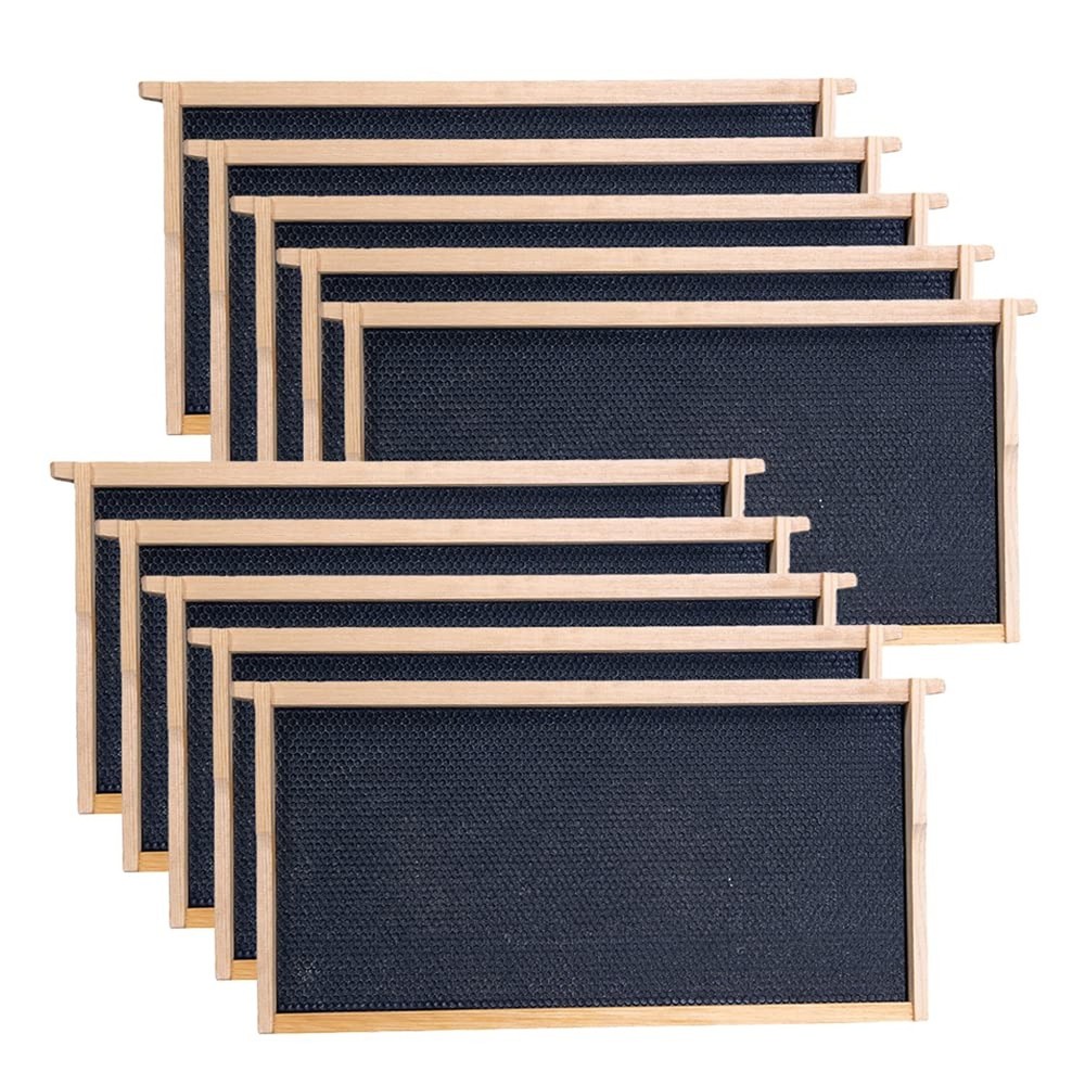 Deep Brood Beehive Frames with Wax Foundation, 10 Pack Honey Bee Frames with ...