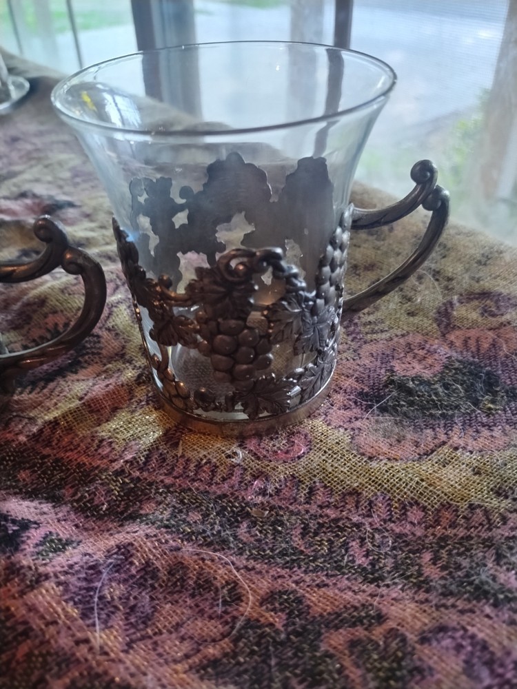 vintage silverplate handled glasses
