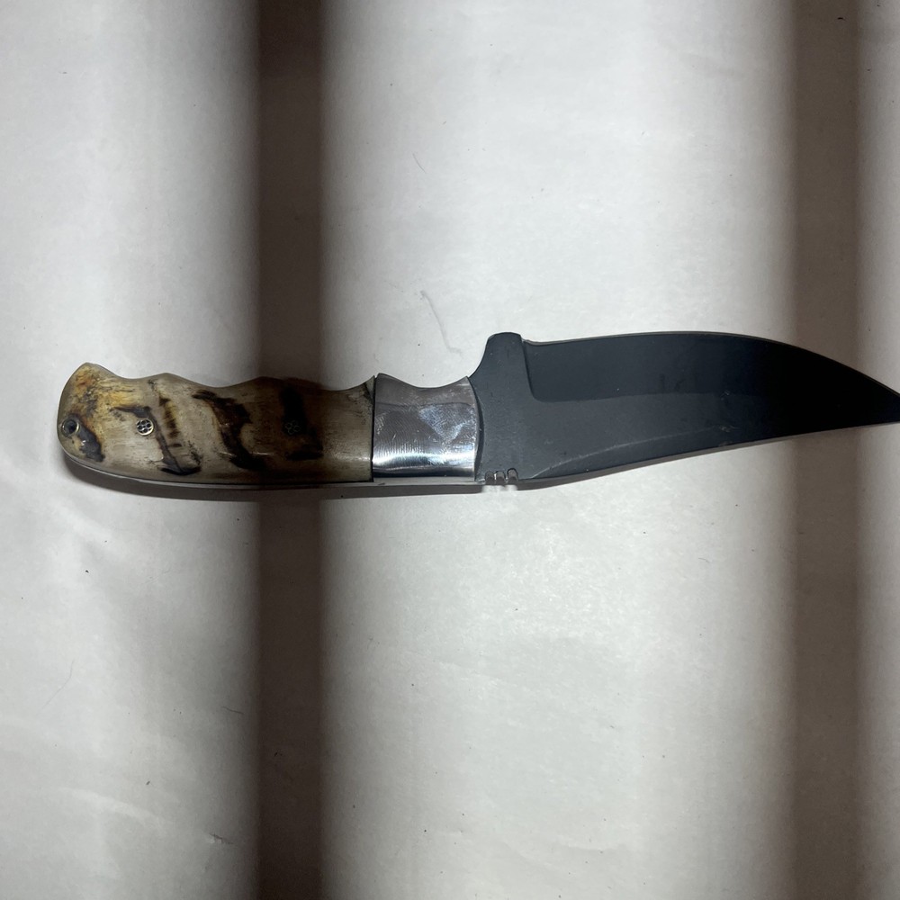 Custom 8.5”Fixed Knife w/ Bone Handle W/Leather Sheath