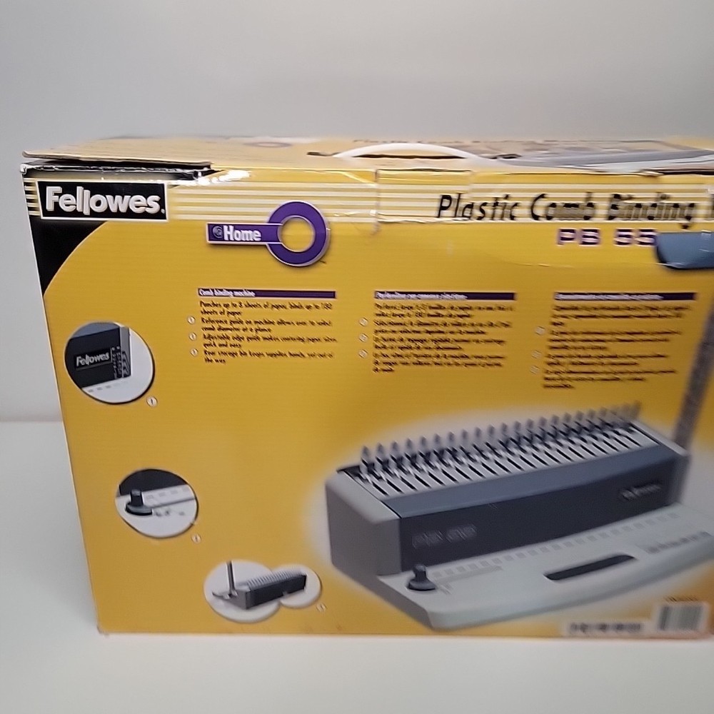 Fellowes PB 55 Plastic Comb Binding Machine CRC52101 With 3/8” & 1/2” Combs