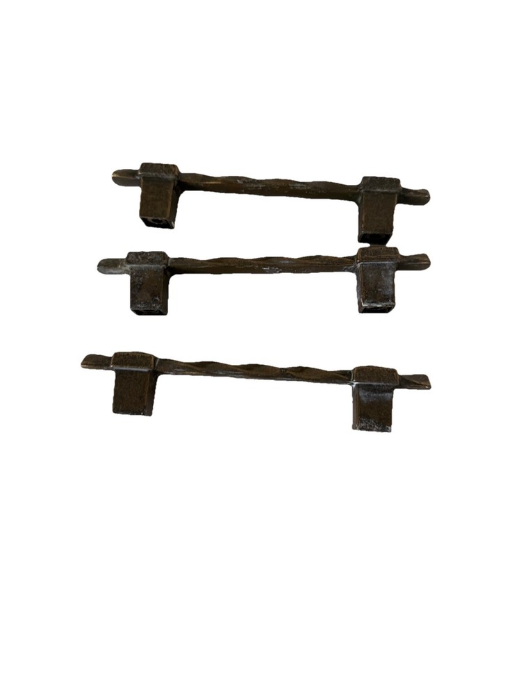 3-1/2" Iron Craft Twisted Pull Handle Tumbled Gold Set 3