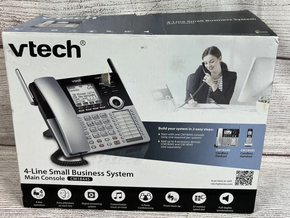 VTech CM18445 4-Line Small Business System Main Console with Answering System