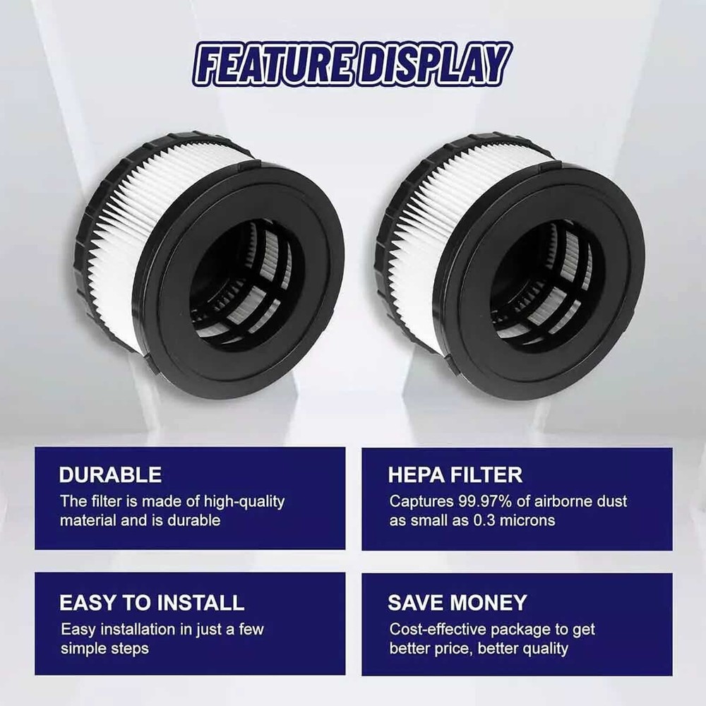 DC5151H Replacement Filter 2 Pack For Dewalt Cordless Vacuum DCV517 DC515