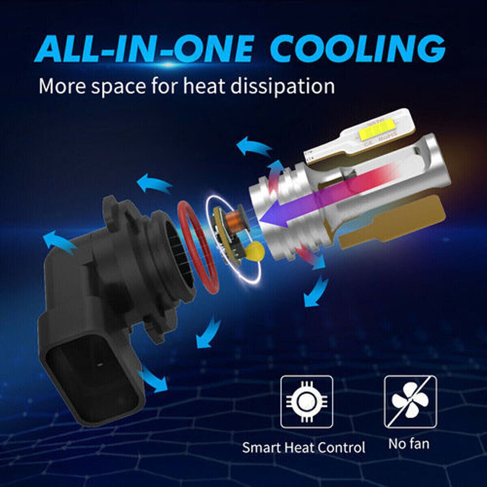 9006 9005 LED Headlight KIT Combo Bulbs 10000K High Low Beam Super Bright WhiteB