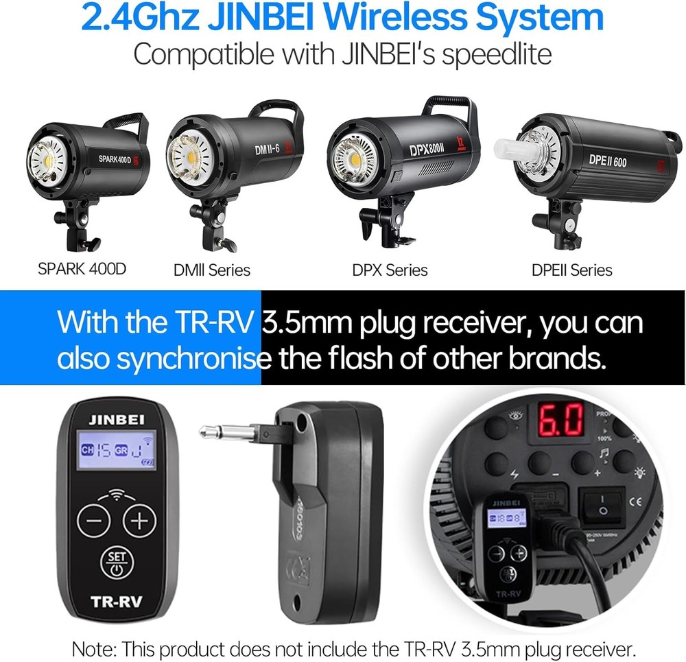 JINBEI TR-V6II Wireless Flash Trigger Transmitter Speedlite LCD Flash Trigger