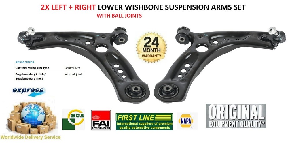 2x Front Lower CONTROL ARMS for AUDI A3 2.0 TDI 2013-on