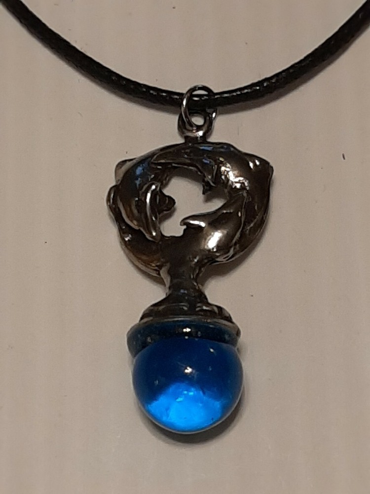 3 DOLPHINS Pewter Pendant Charm / 26" Adjustable Necklace