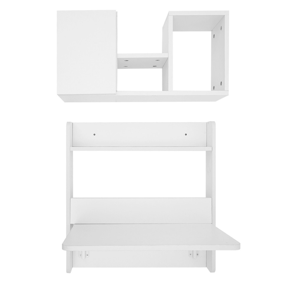 Folding Space Saving Wall-Mount Table Fold Down Laptop Desk White Writing Table