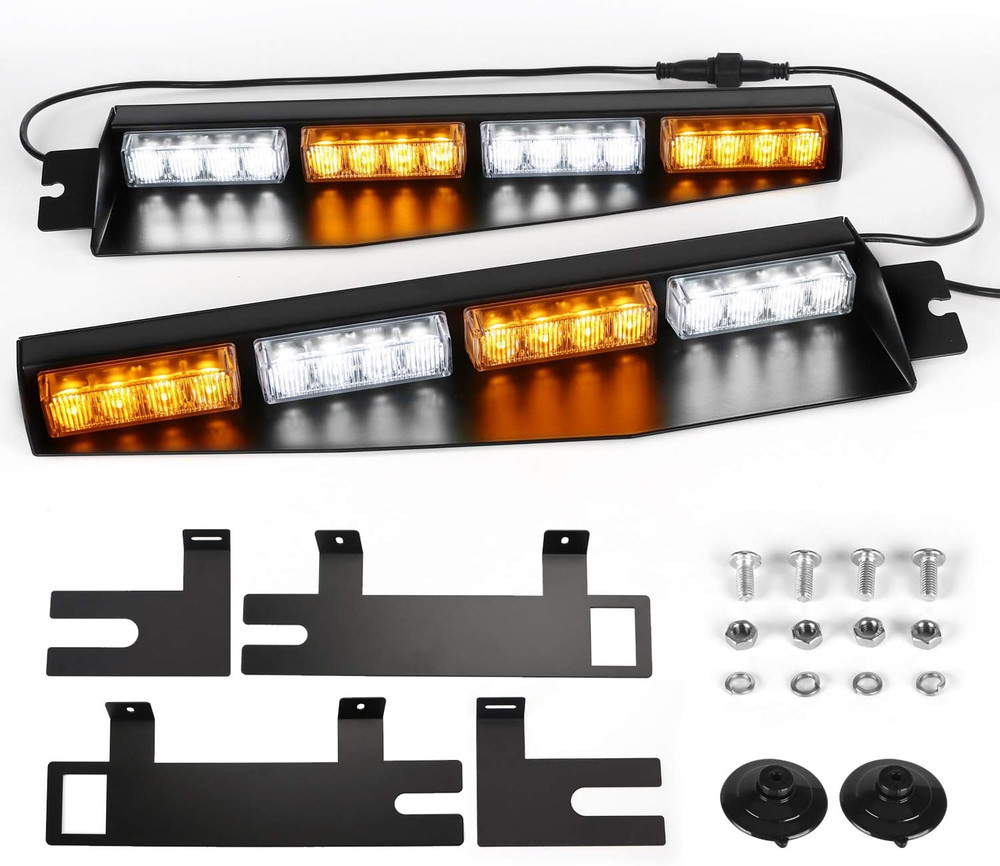 32LED Visor Lights 26 Flash Patterns Windshield Emergency Hazard Warning Strobe