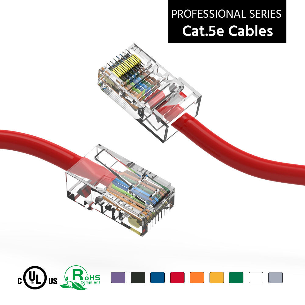 1.5Ft CAT5E UTP Ethernet Network Non Booted Cable Red