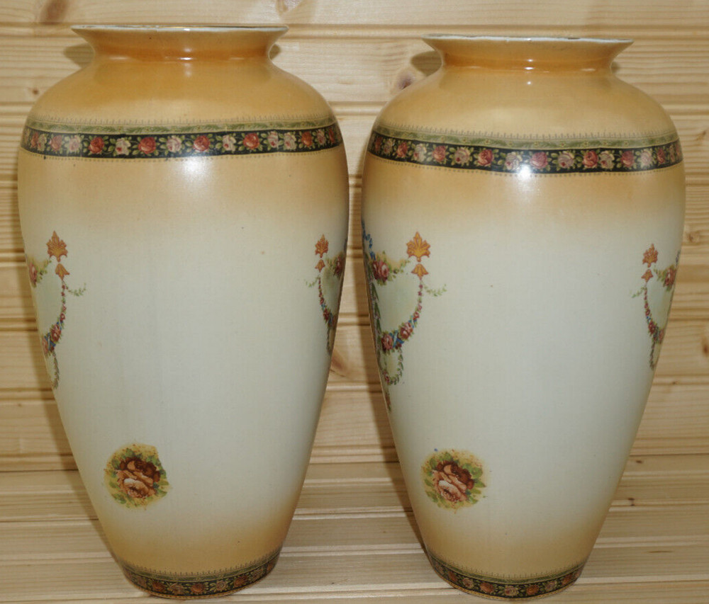 Roses Vases (2) 10 3/4" Tall (B23)