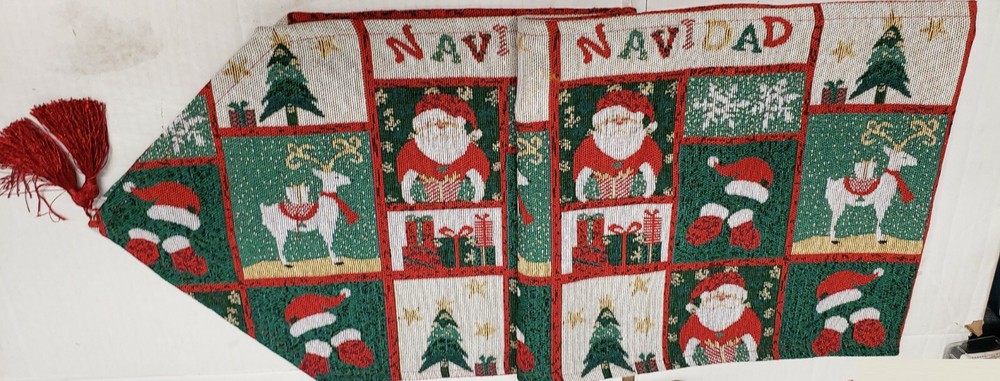 Extra Long Tapestry Table Runner, 13"x72", WINTER,CHRISTMAS THEME PATCHWORK, HG