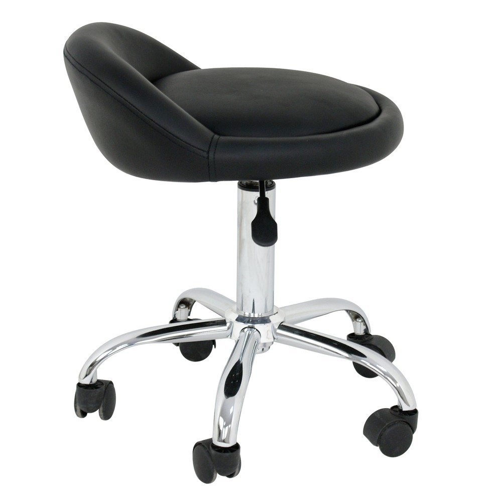 Salon Stools w/Back Rest Saddle Hydraulic Adjustable Spa Rolling Black 3Pack