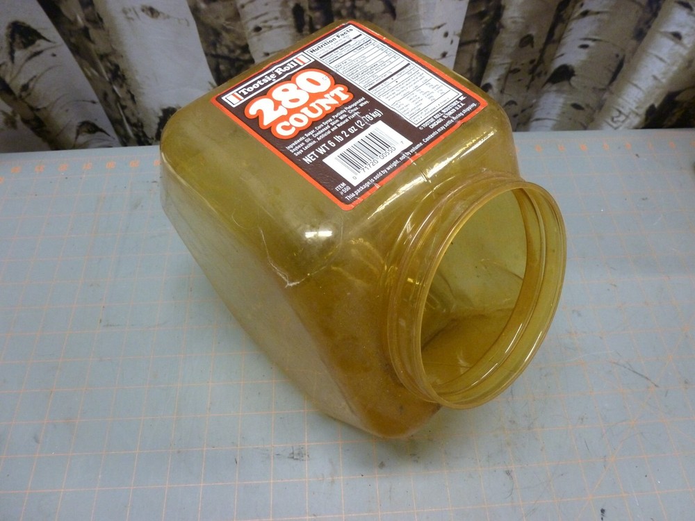 VTG EMPTY Tootsie Roll 280 Count Candy Counter Jar, Plastic Container