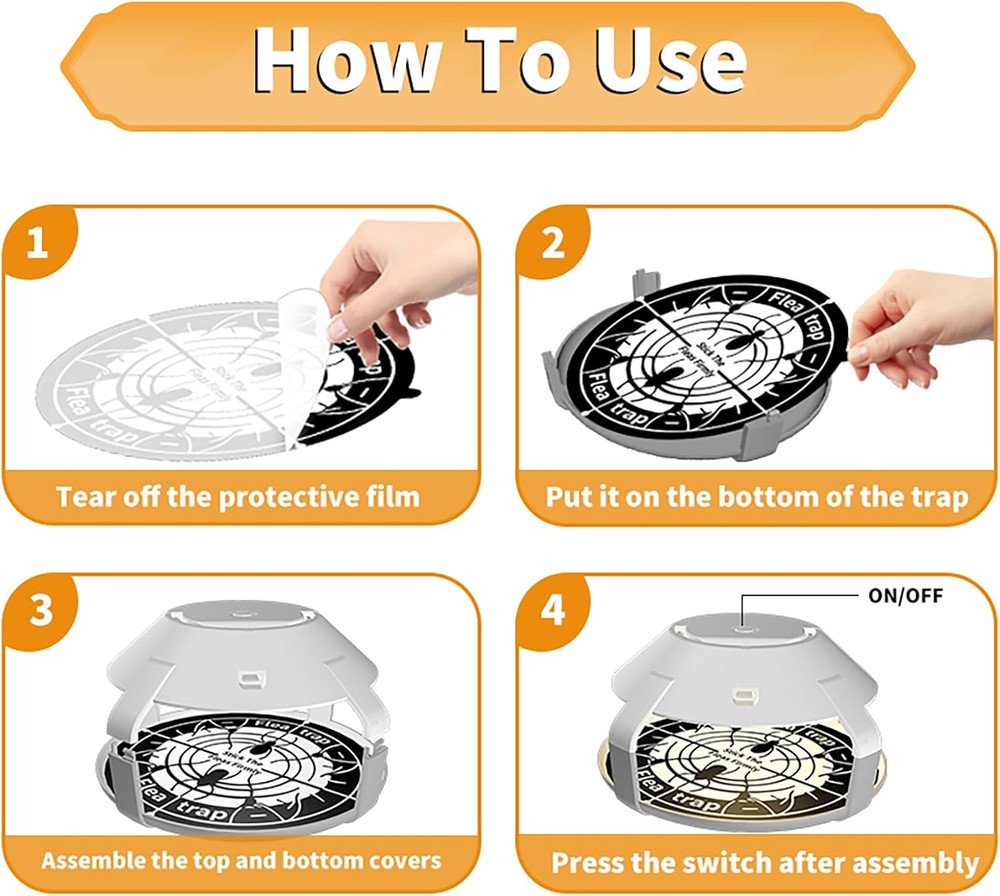 Flea Traps for inside Your Home with Light, Flea Light Trap for Bug USB Charing