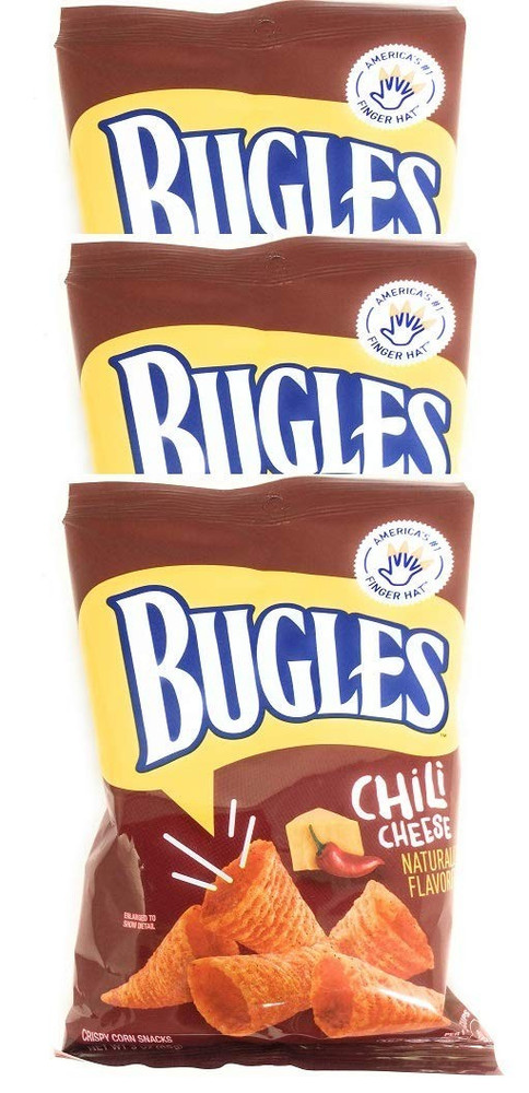 3x Bags Bugles Chili Cheese Corn Snacks - 3oz Each