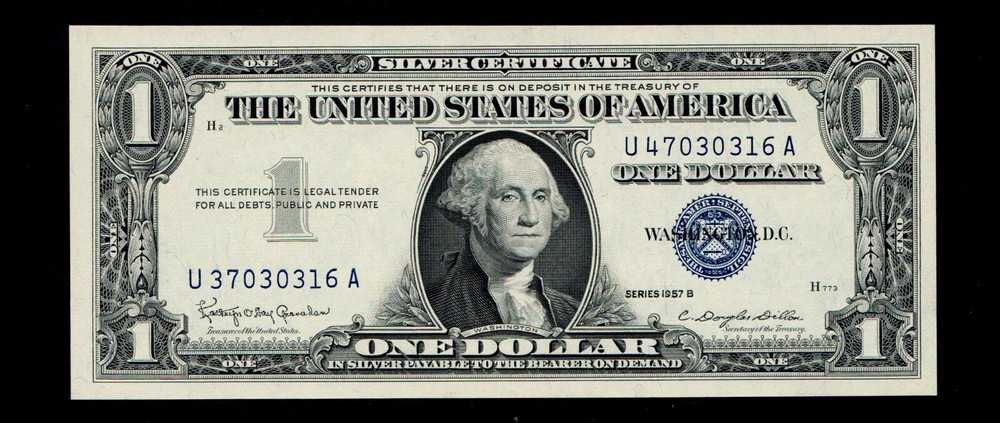 1957-B 1$ Silver Certificate Mismatched Serial Number Error GEM UNC