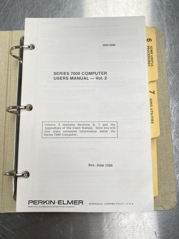 Perkin Elmer PE Series 7000 Computer Vol.2 - Instructions Manual / Users Guide