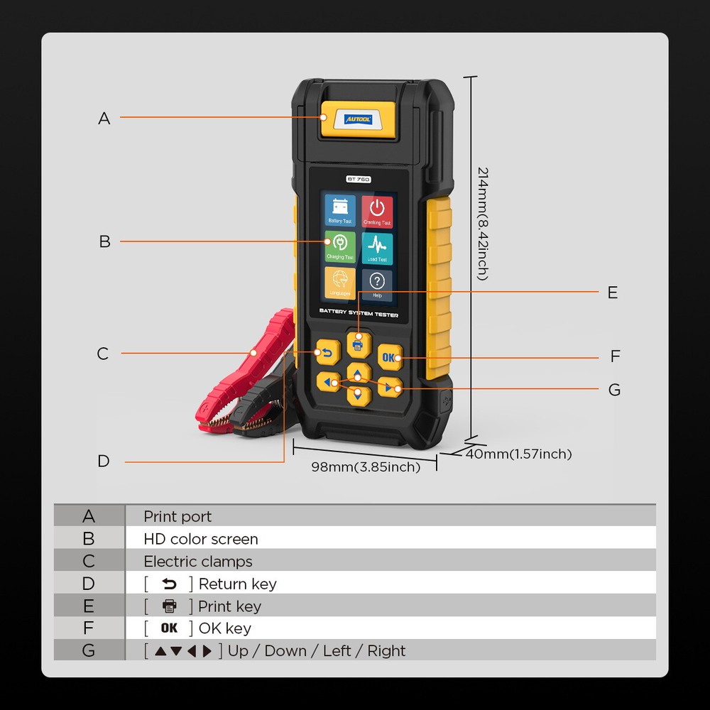 12V 24V Car Battery Tester with Printer Digital Analyzer Cranking Charging Test