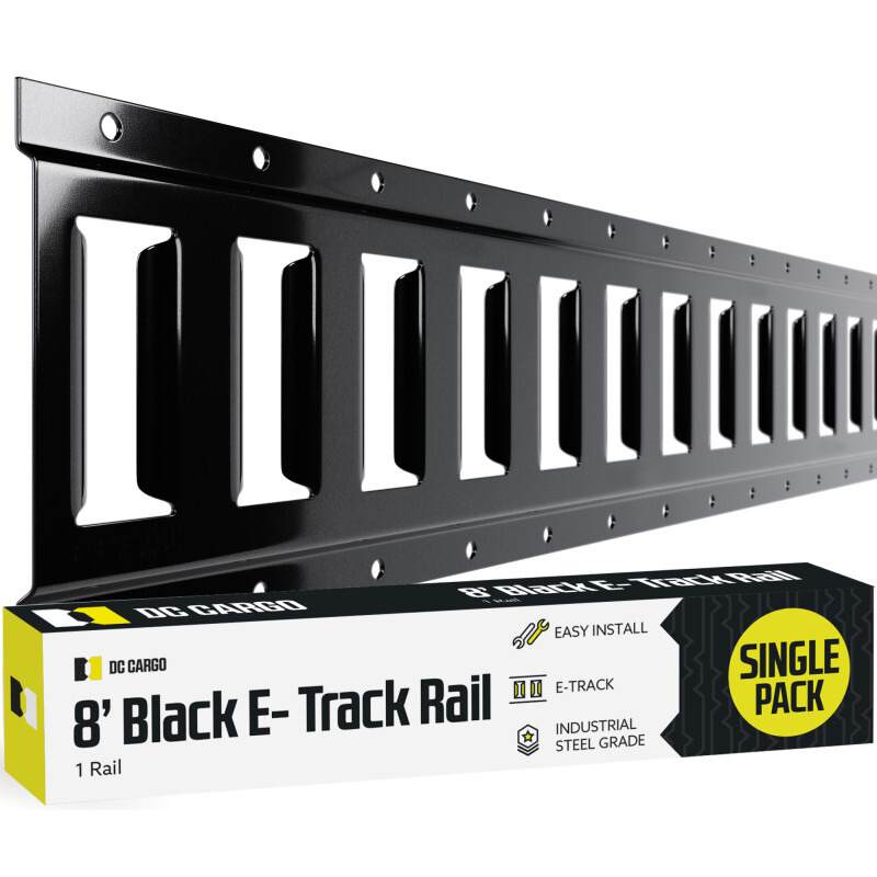 DC Cargo E Track Tie Down Rails 8 ft. Black Powder Coated Steel E-Track 1-pack