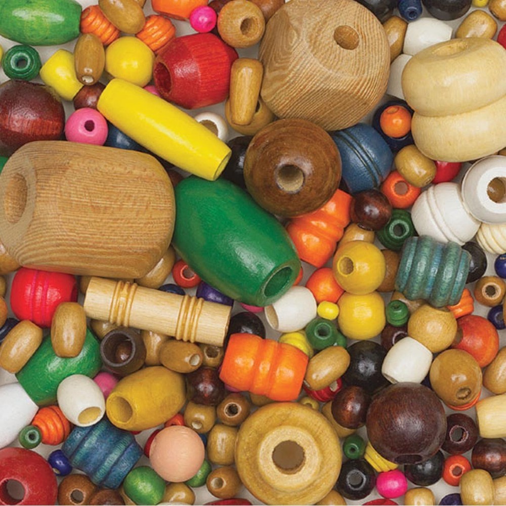 Assorted Wood Beads 1 Lb. Package