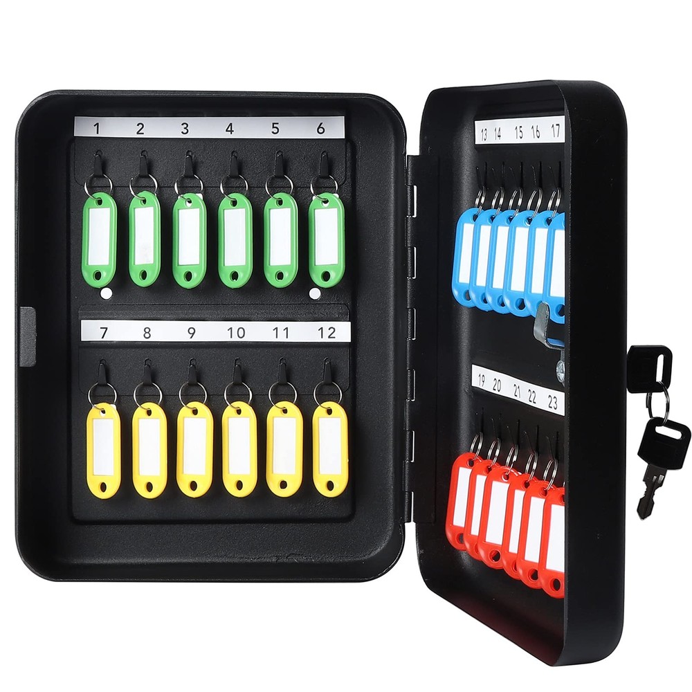 Parrency Key Cabinet Wall Mount,Locking Organizer, Medium, Black