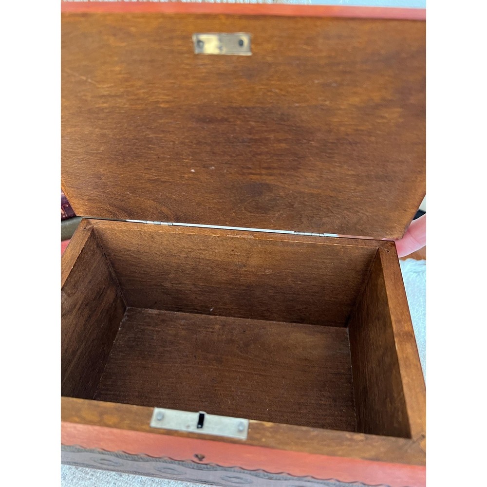 Vintage Etched Burned Wood Box (3992)