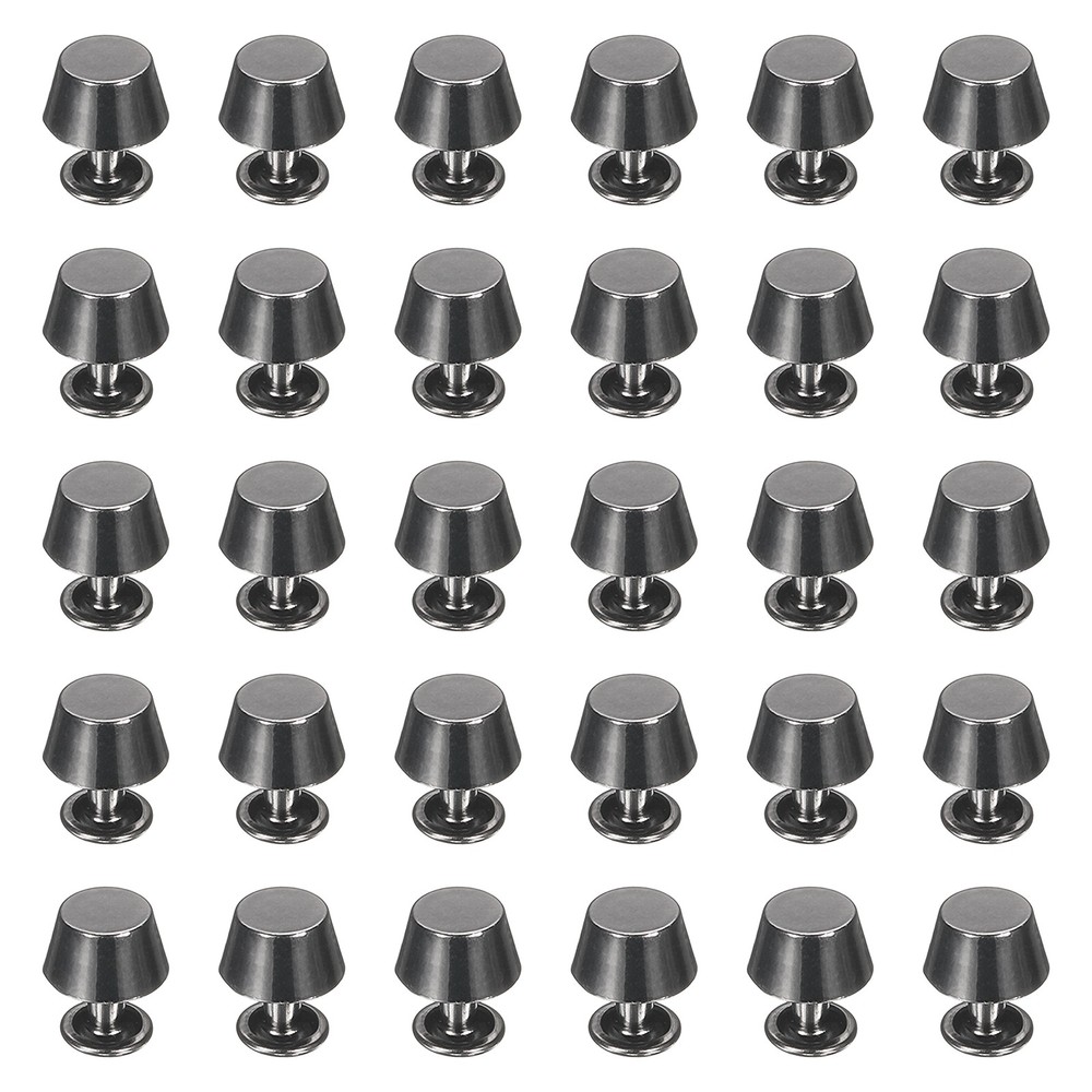 60 Pcs Screw Back Rivets 8mm Feet Flat Head Metal Studs, Black