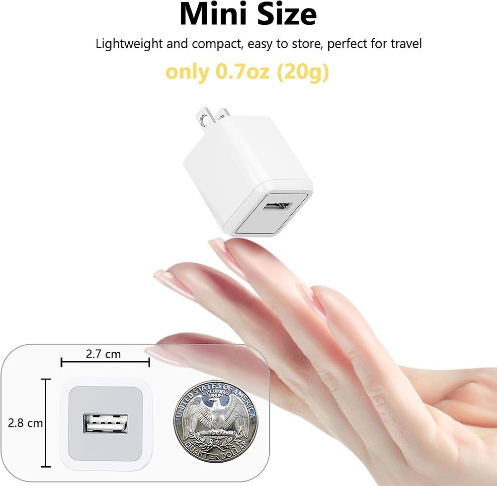 3PACKUSB Wall Charger Cube,Small iPhone Charger Block,5W USB Power Adapter Wall