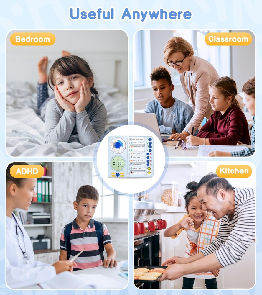 3-in-1 Visual Timer Task Timer with Chore Chart Board, ADHD Tool for Adults V...
