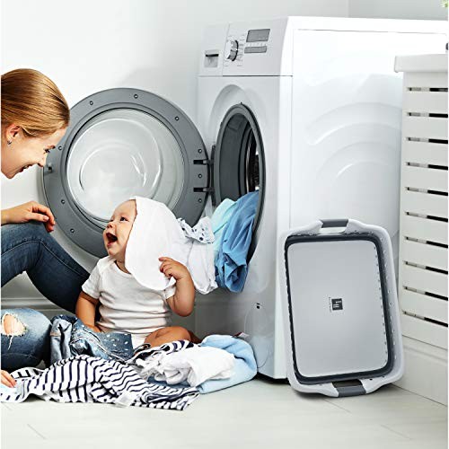 Collapsible Plastic Laundry Basket - Space-Saving Portable Clothes Hamper