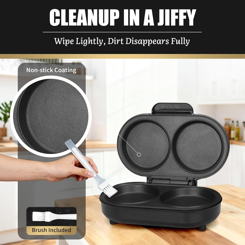 Electric Double Omelette Maker with Non-Stick Coating - Quick Breakfast Solution