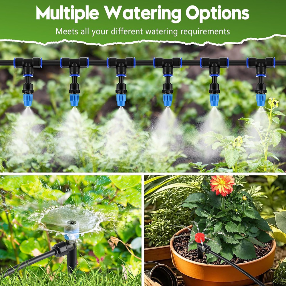 240FT Drip Irrigation System Kit Quick-Connect, Automatic Garden Watering System