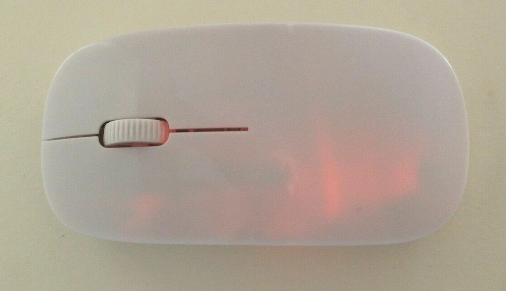 Computer Mouse Wireless Scroll Wheel White, Red LED USB Dongle for Laptop PC Mac