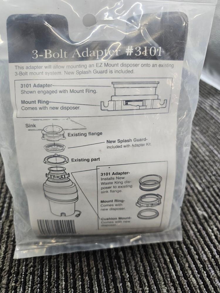 (QTY 2) Waste King 3101 3 Bolt Mount Adapter Splash Guard Mount System EZ Black