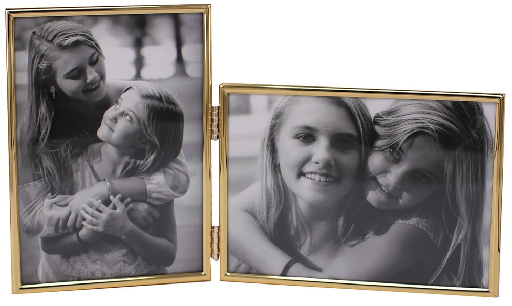Vertical Horizontal Combo- Double 5 by 7 Inch Metal Folding Picture Frames-(1...