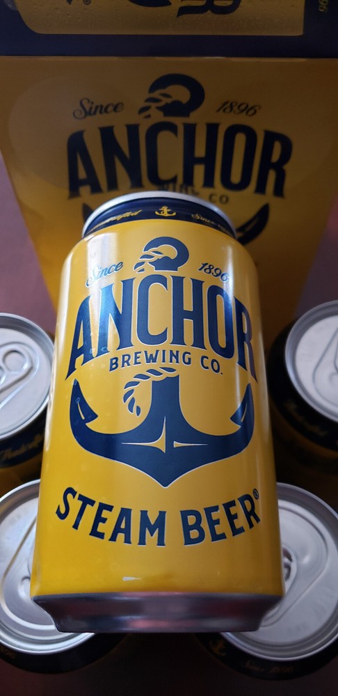 Anchor Steam Beer 6-pack cans EMPTY bottom opened can x 6 open box packaging