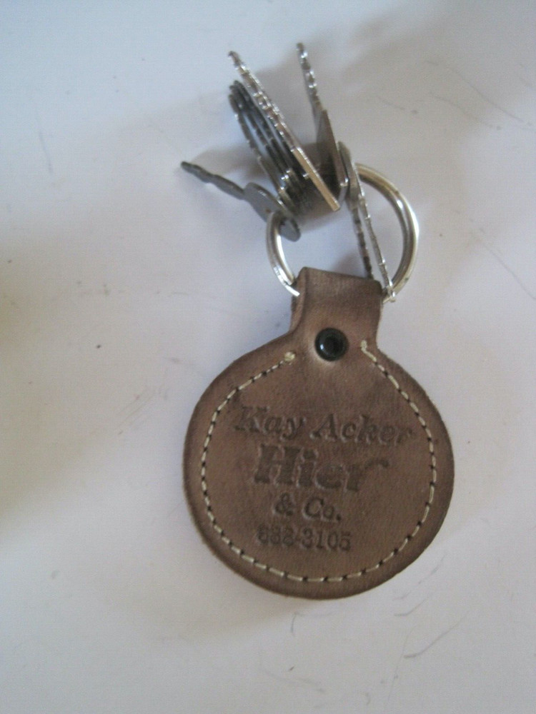 Advertising Leather Kay Acker Hier Keychain