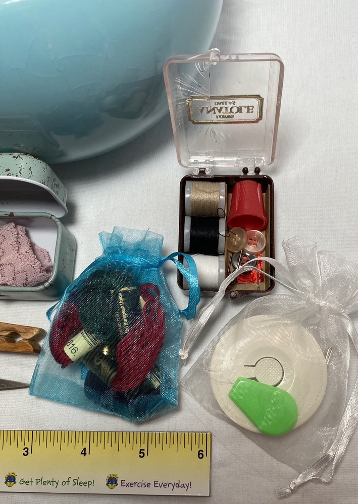 Sewing Owl Notions Keepsake Kit Blue Ceramic Thread 177