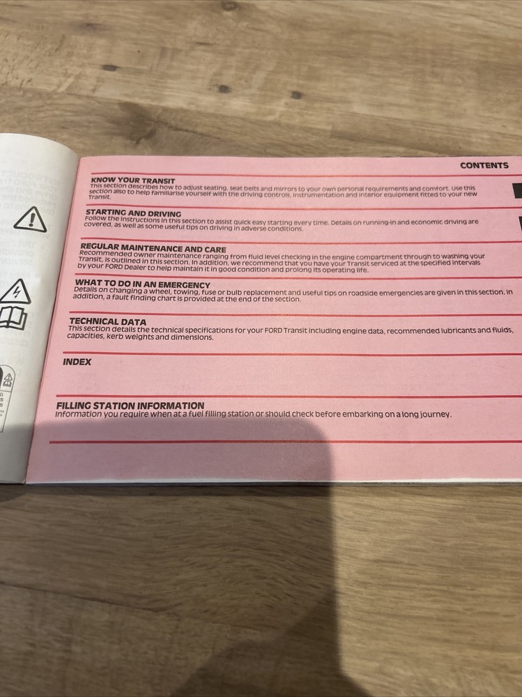 Ford Transit Operator Manual - October 1985 - 3rd Edition.