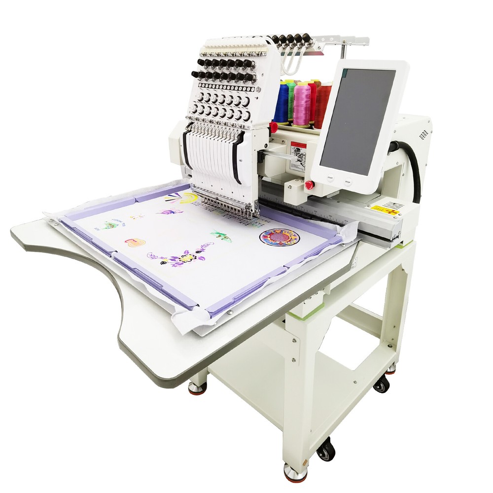 Single Head 15 Needle Embroidery Machine High Speed Automatic Stitchwork Pattern