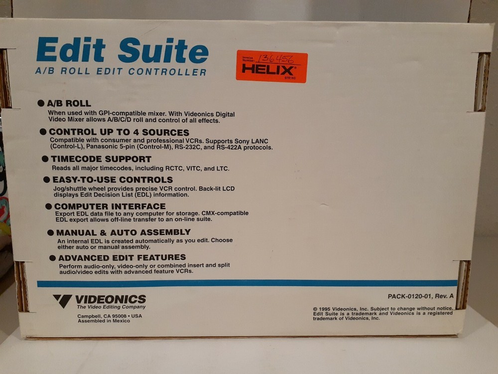 C- Vintage Videonics AB-1 NTSC Video Editing A/B Roll Controller 1995 AC Adapter