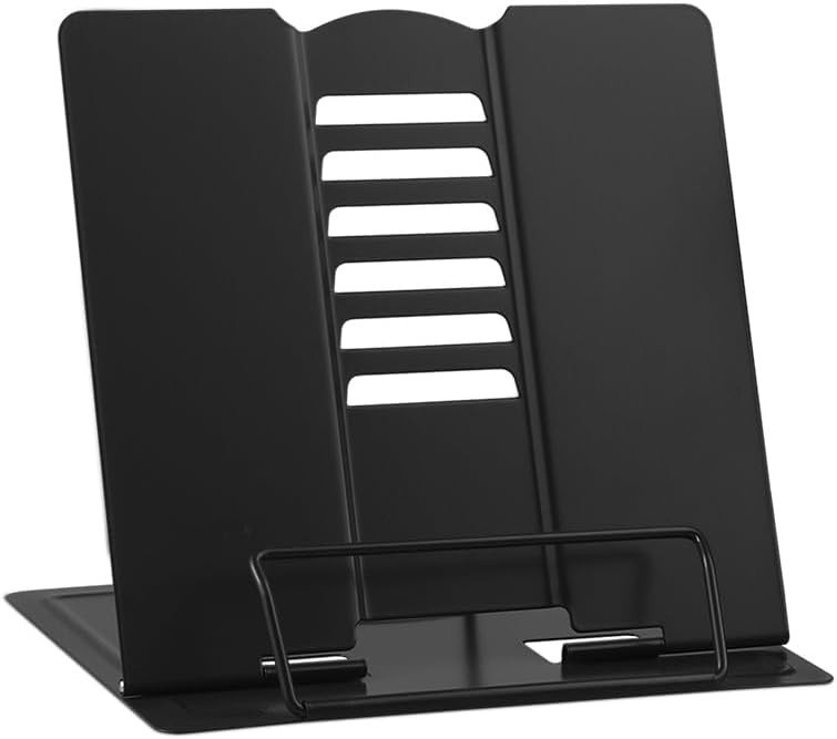 Compact Adjustable Book Stand - Perfect for Recipes, Textbooks & Tablets - Black