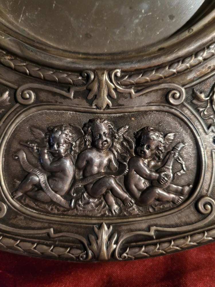 Solid 800M German Silver 10" Plate With Embossed Cherub Scenes. Gorgeous Plate!