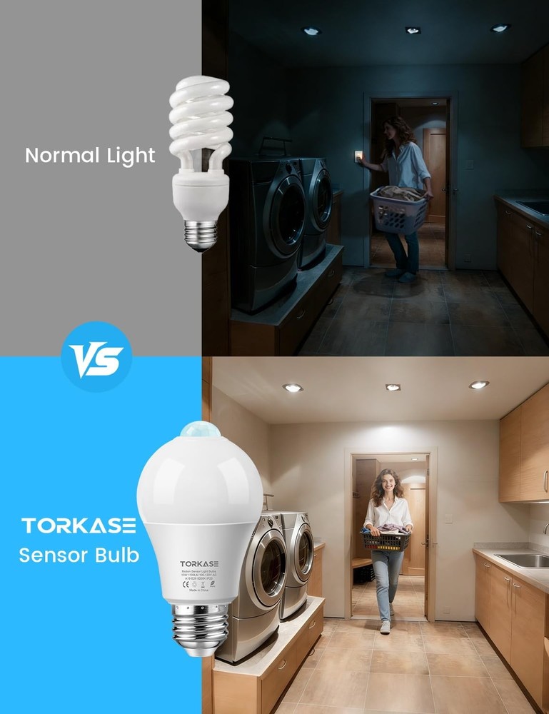 Motion Sensor Light Bulbs, 13W (100Watt Equivalent), Motion Activated Dusk to...