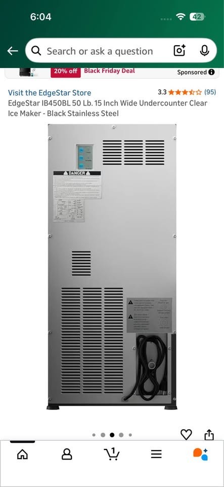 EdgeStar IB450BL - 15" Ice Maker w/25 pound capacity