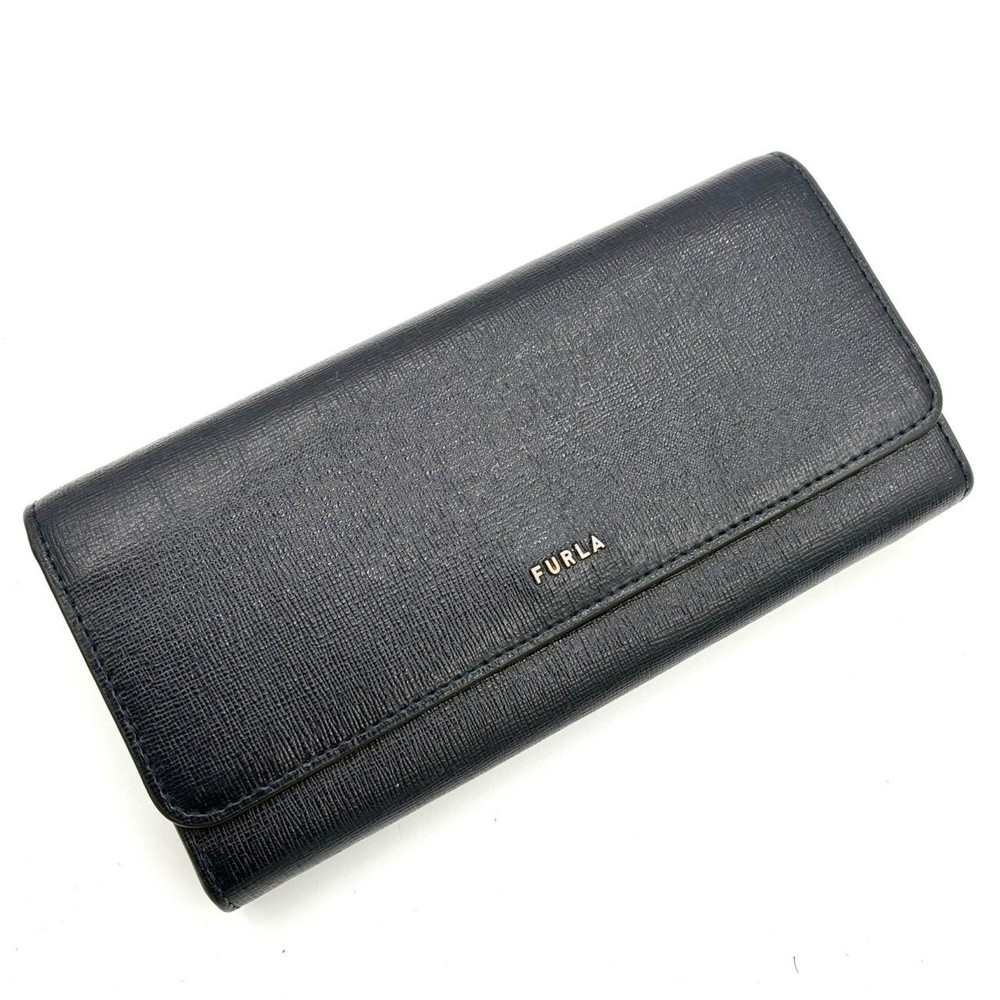 FURLA Long Wallet Flap Wallet Navy